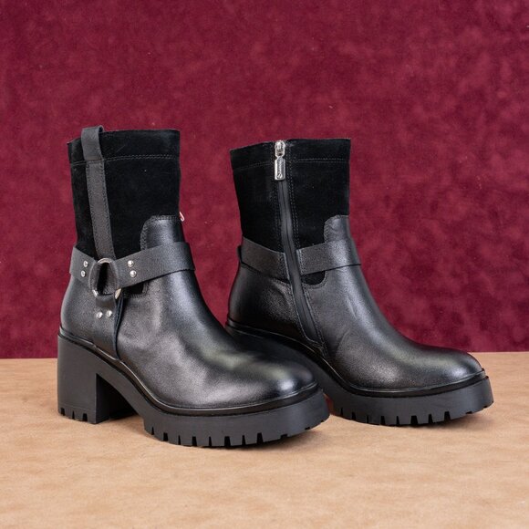 Blondo Women Rebel Waterproof Black Leather Moto Biker Ankle Boots size 8.5 - Picture 1 of 8